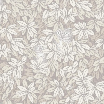 Cole & Son Foglie e Civette Wallpaper in White